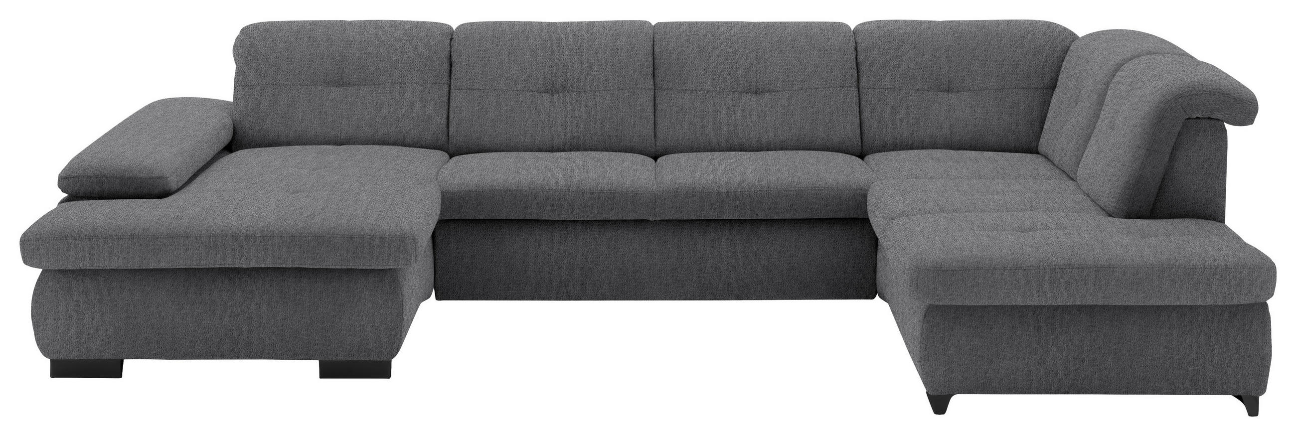 WOHNLANDSCHAFT Dunkelgrau Webstoff - Dunkelgrau/Schwarz, Design, Textil/Metall (174/337/210cm) - Beldomo Style