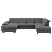 WOHNLANDSCHAFT Dunkelgrau Webstoff  - Dunkelgrau/Schwarz, Design, Textil/Metall (174/337/210cm) - Beldomo Style