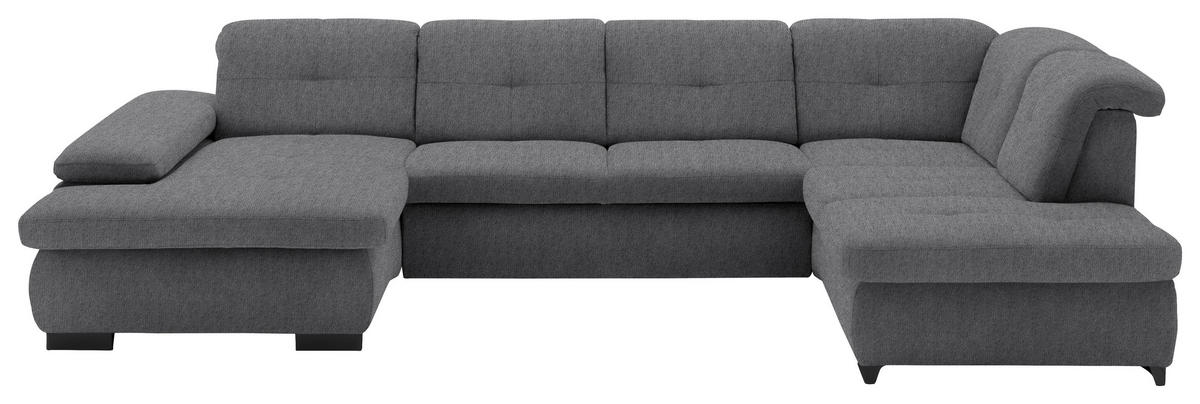 WOHNLANDSCHAFT Dunkelgrau Webstoff  - Dunkelgrau/Schwarz, Design, Textil/Metall (174/337/210cm) - Beldomo Style