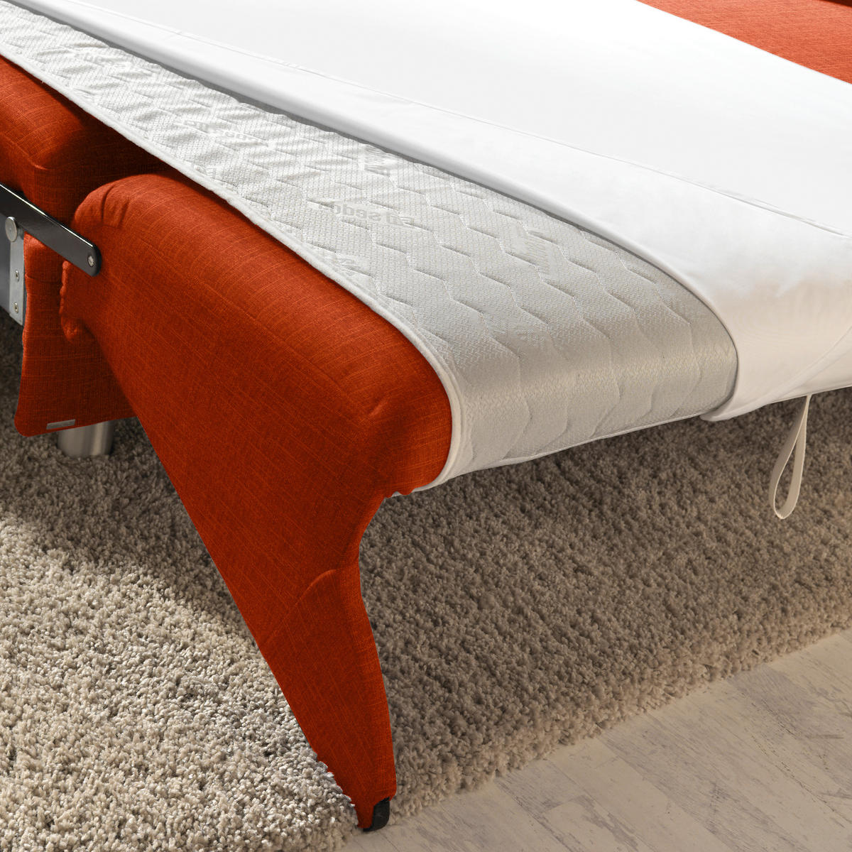 ECKSOFA in Chenille Orange  227/208 cm  - Alufarben/Orange, KONVENTIONELL, Textil/Metall (227/208cm) - Sedda