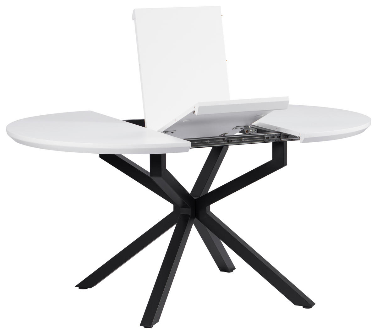 ESSTISCH 108/148/108/76 cm Nachbildung  Metall, Holzwerkstoff ausziehbar oval Schwarz, Weiß  - Schwarz/Weiß, MODERN, Holzwerkstoff/Metall (108/148/108/76cm) - Livetastic