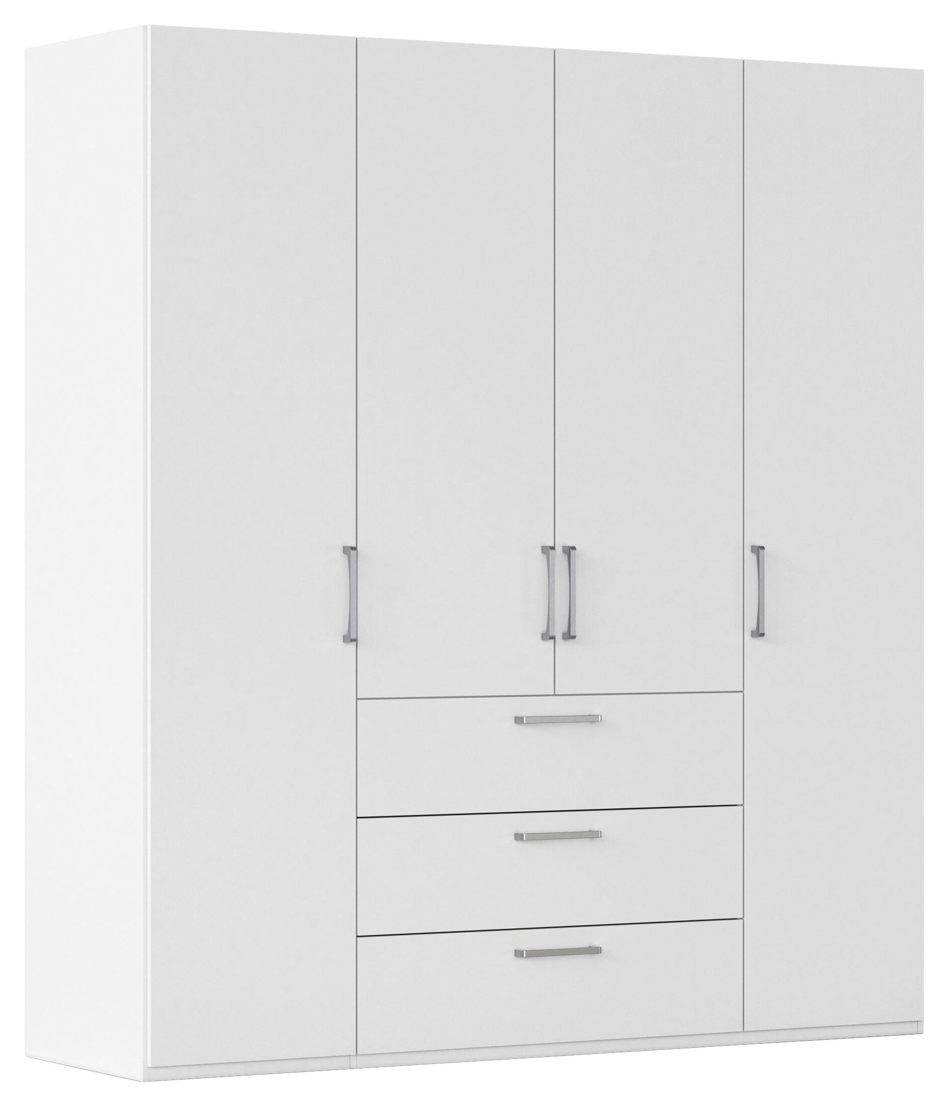 DREHTÜRENSCHRANK 201/235/61 cm,  in Weiß, 4-türig  - Edelstahlfarben/Weiß, Basics, Holzwerkstoff/Metall (201/235/61cm) - Novel