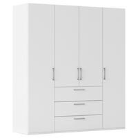 DREHTÜRENSCHRANK 201/223/61 cm,  in Weiß, 4-türig  - Edelstahlfarben/Weiß, Basics, Holzwerkstoff/Metall (201/223/61cm) - Novel