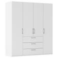 DREHTÜRENSCHRANK 201/223/61 cm,  in Weiß, 4-türig  - Edelstahlfarben/Weiß, Basics, Holzwerkstoff/Metall (201/223/61cm) - Novel
