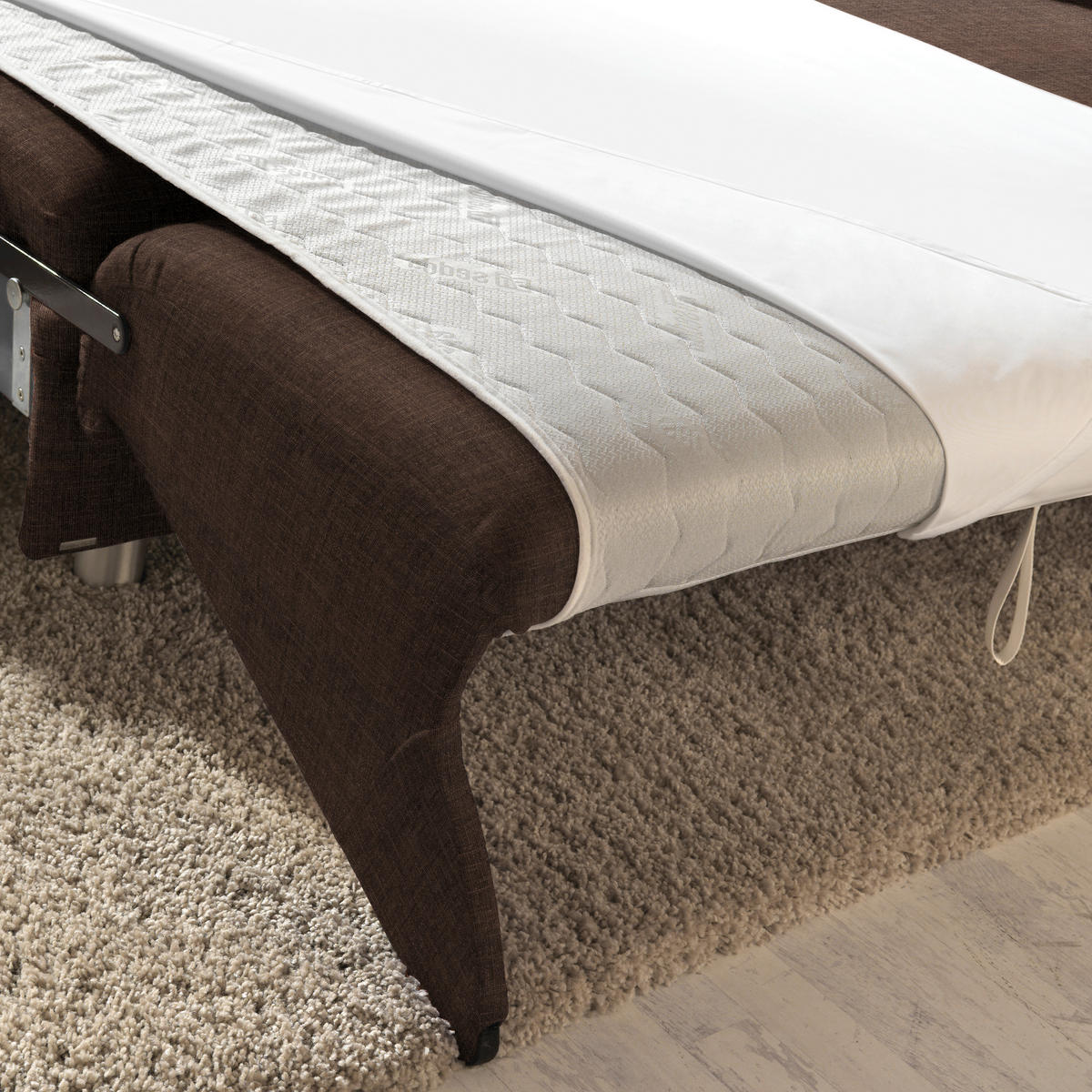 ECKSOFA in Chenille Dunkelbraun  227/208 cm  - Dunkelbraun/Alufarben, KONVENTIONELL, Textil/Metall (227/208cm) - Sedda