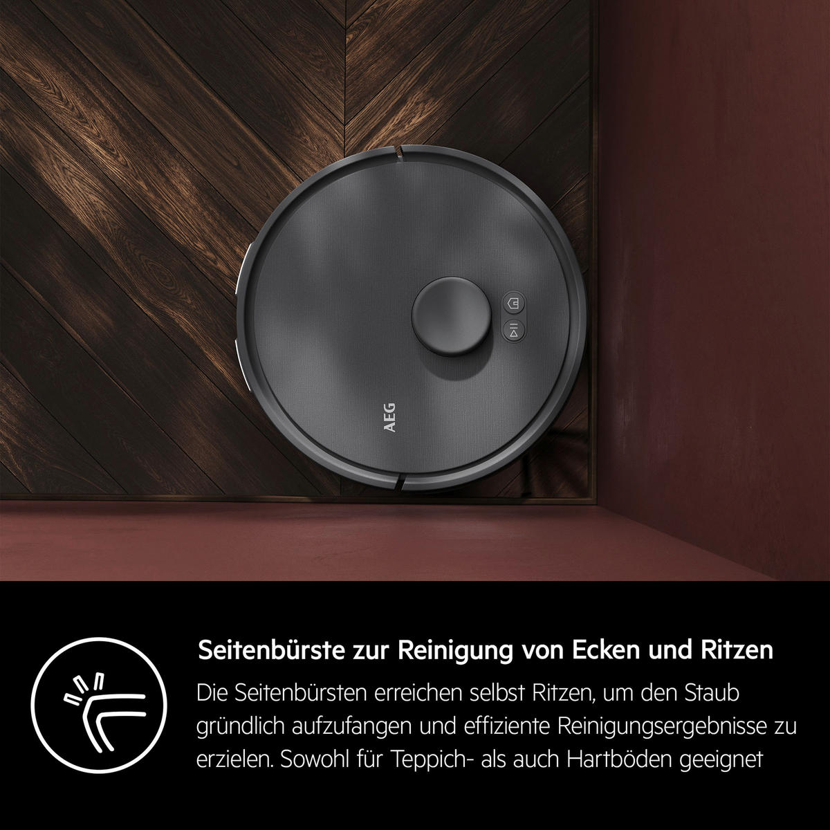 STAUBSAUGERROBOTER AR71HW2DG mit Wischfunktion  - Dunkelgrau, Basics, Kunststoff (33,5/10/33,5cm) - AEG