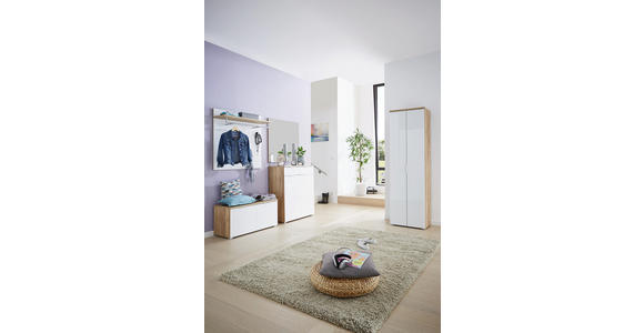 SCHUHSCHRANK 89/105/40 cm - Eichefarben/Silberfarben, Design, Glas/Holzwerkstoff (89/105/40cm) - Voleo