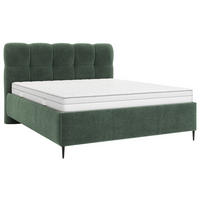 POLSTERBETT 160/200 cm, inkl. gepolstertes Kopfteil, Lattenrost,  in Grün  - Schwarz/Bronzefarben, Design, Holz/Textil (160/200cm) - Boxxx