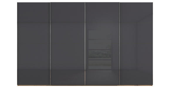 SCHWEBETÜRENSCHRANK  in Schwarz, Eiche Artisan  - Chromfarben/Schwarz, Design, Glas/Holzwerkstoff (361/223/68cm) - Novel