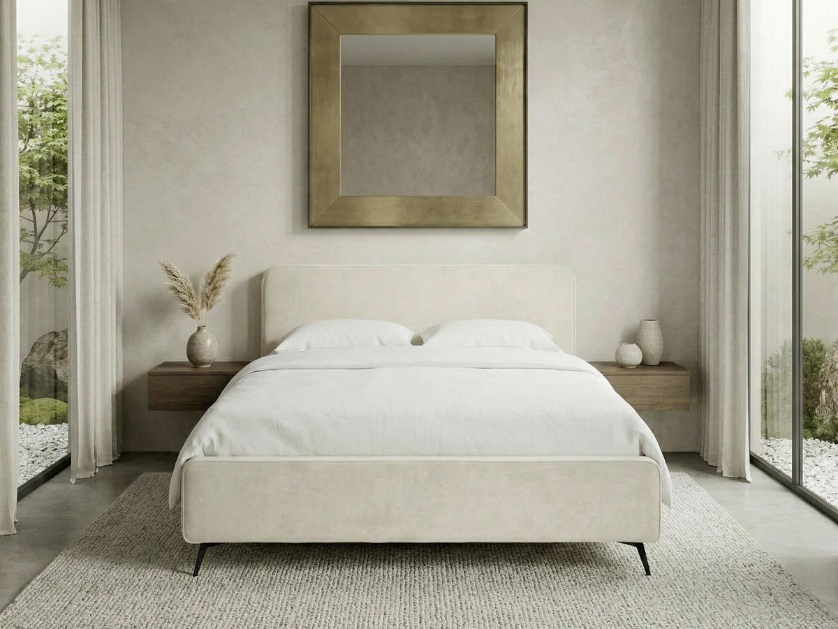 POLSTERBETT Creme 200/200 cm  - Creme/Schwarz, MODERN, Holz/Textil (200/200cm) - MID.YOU