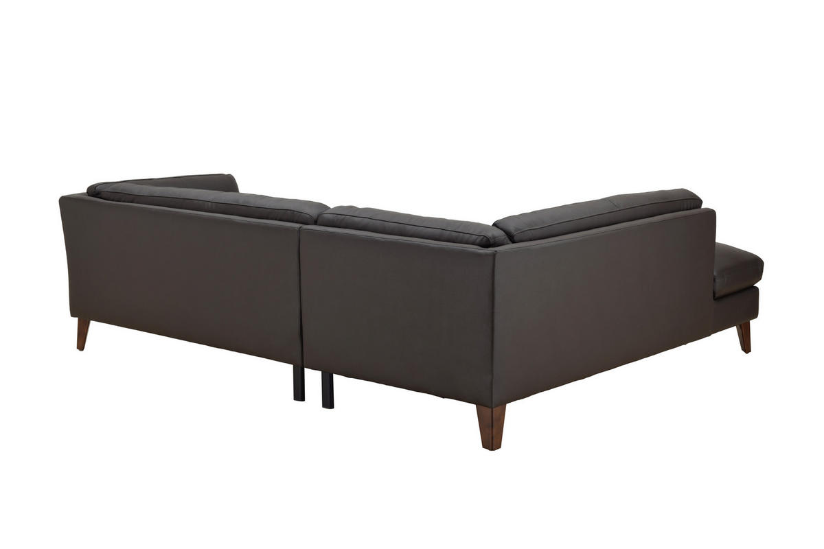 ECKSOFA SERA Braun Echtleder Lederlook  - Dunkelbraun/Braun, Design, Leder/Holz (194/235cm) - Livetastic