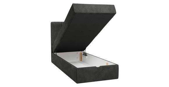 BOXBETT 70/200 cm,  in Anthrazit, Matratze, gepolstertes Kopfteil, Bettkasten, Topper, H3 = fest  - Anthrazit/Schwarz, Design, Holzwerkstoff/Kunststoff (70/200cm) - Esposa