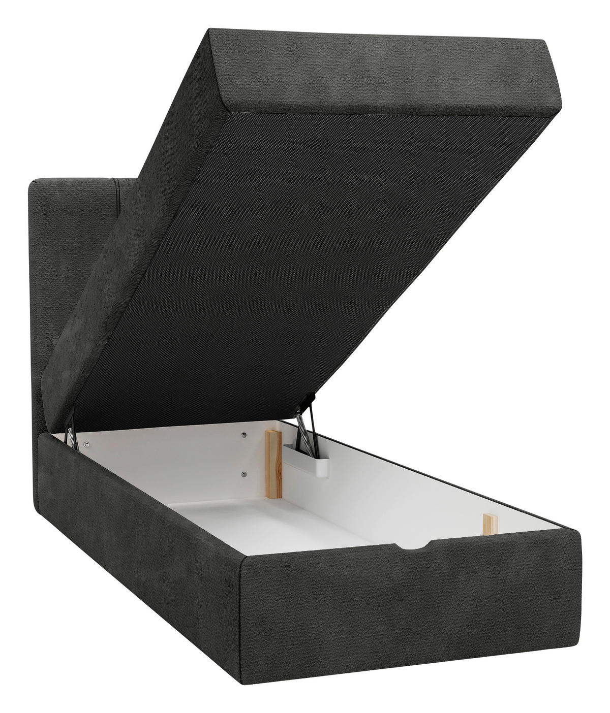 BOXBETT 80/200 cm,  in Anthrazit, Matratze, gepolstertes Kopfteil, Bettkasten, Topper, H3 = fest  - Anthrazit/Schwarz, Design, Holzwerkstoff/Kunststoff (80/200cm) - Esposa