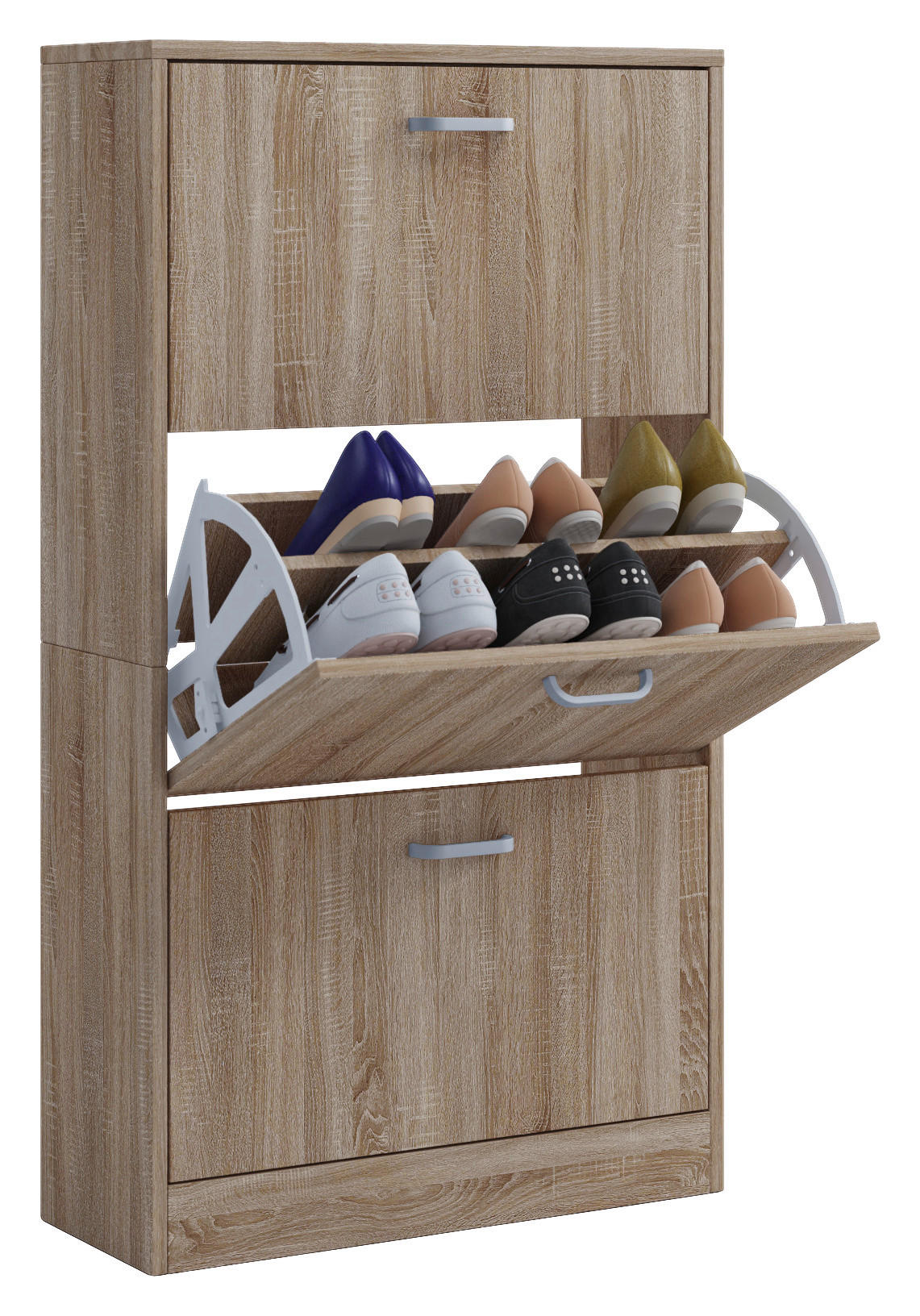 SCHUHKIPPER 59/105/22 cm  - Edelstahlfarben/Eichefarben, Konventionell, Holzwerkstoff/Kunststoff (59/105/22cm) - MID.YOU