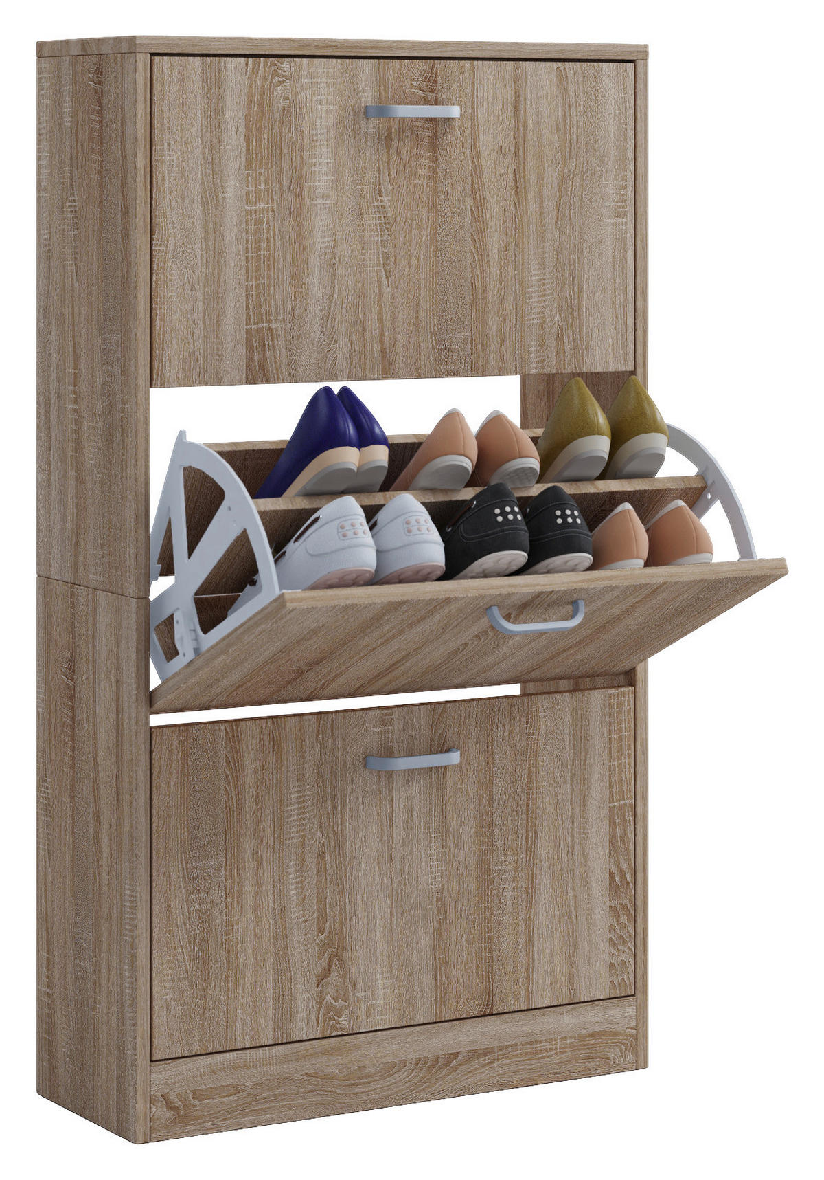 SCHUHKIPPER 59/105/22 cm  - Edelstahlfarben/Eichefarben, Konventionell, Holzwerkstoff/Kunststoff (59/105/22cm) - MID.YOU