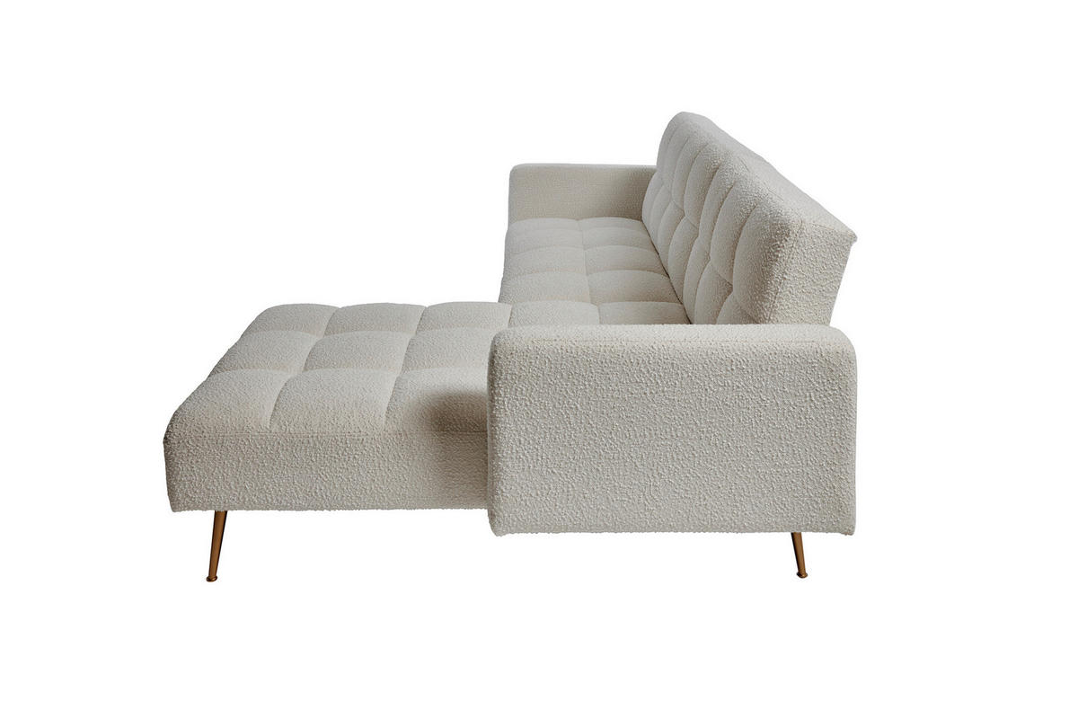ECKSCHLAFSOFA CHILLAX POSH CORNER EU Elfenbein Bouclé  - Elfenbein/Goldfarben, MODERN, Holz/Textil (244/150cm) - Livetastic