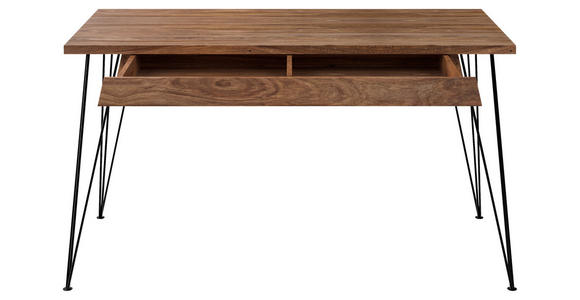 SCHREIBTISCH 140/70/76 cm  in Braun, Honig  - Schwarz/Braun, Design, Holz/Metall (140/70/76cm) - Landscape