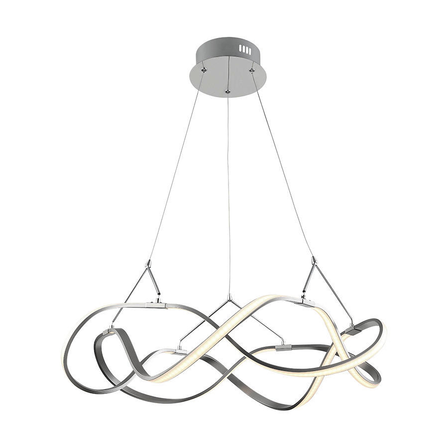 Lustră Led  - alb/culoare crom, Basics, plastic/metal (55/55/120cm)