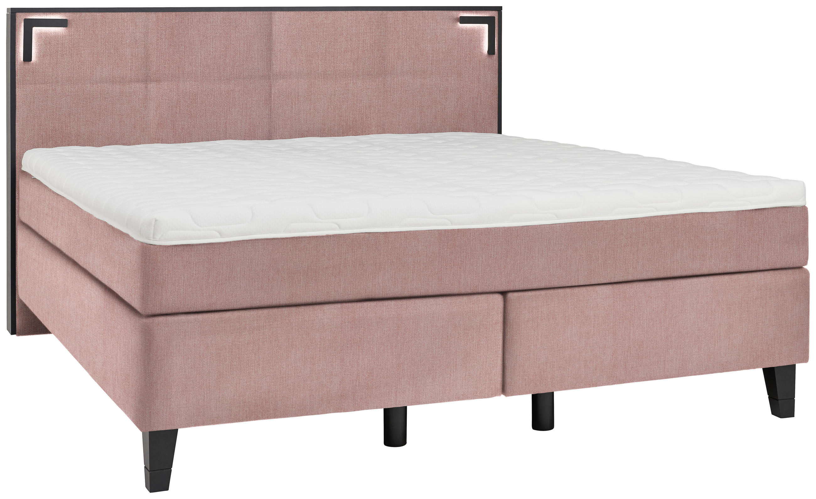 BOXSPRINGBETT 160/200 cm  in Rosa  - Schwarz/Rosa, Design, Holz/Textil (160/200cm) - Hom`in