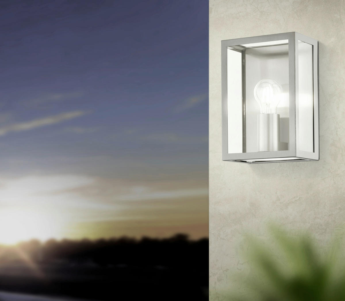 VONKAJŠIE NÁSTENNÉ SVIETIDLO,  26/17/10 cm - číra/farba ušľachtilej ocele, Konventionell, kov/sklo (26/17/10cm) - Eglo