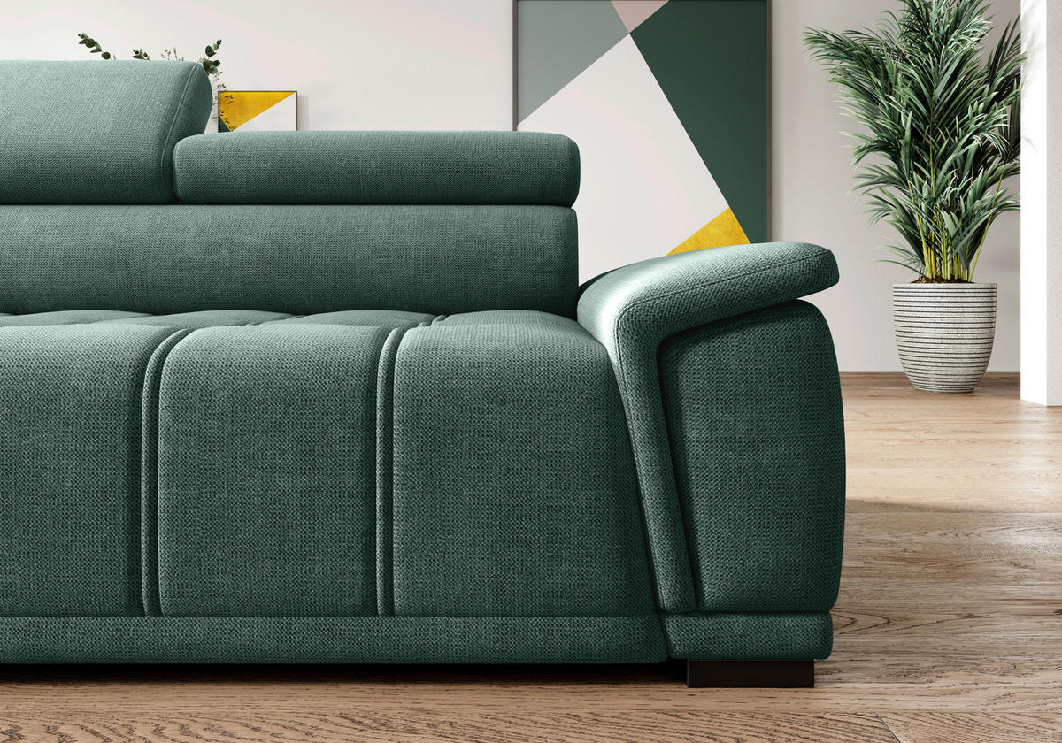 HÖRNSOFFA i chenille, vävt tyg mörkgrön  - svart/mörkgrön, Modern, textil/plast (206/283cm) - MID.YOU