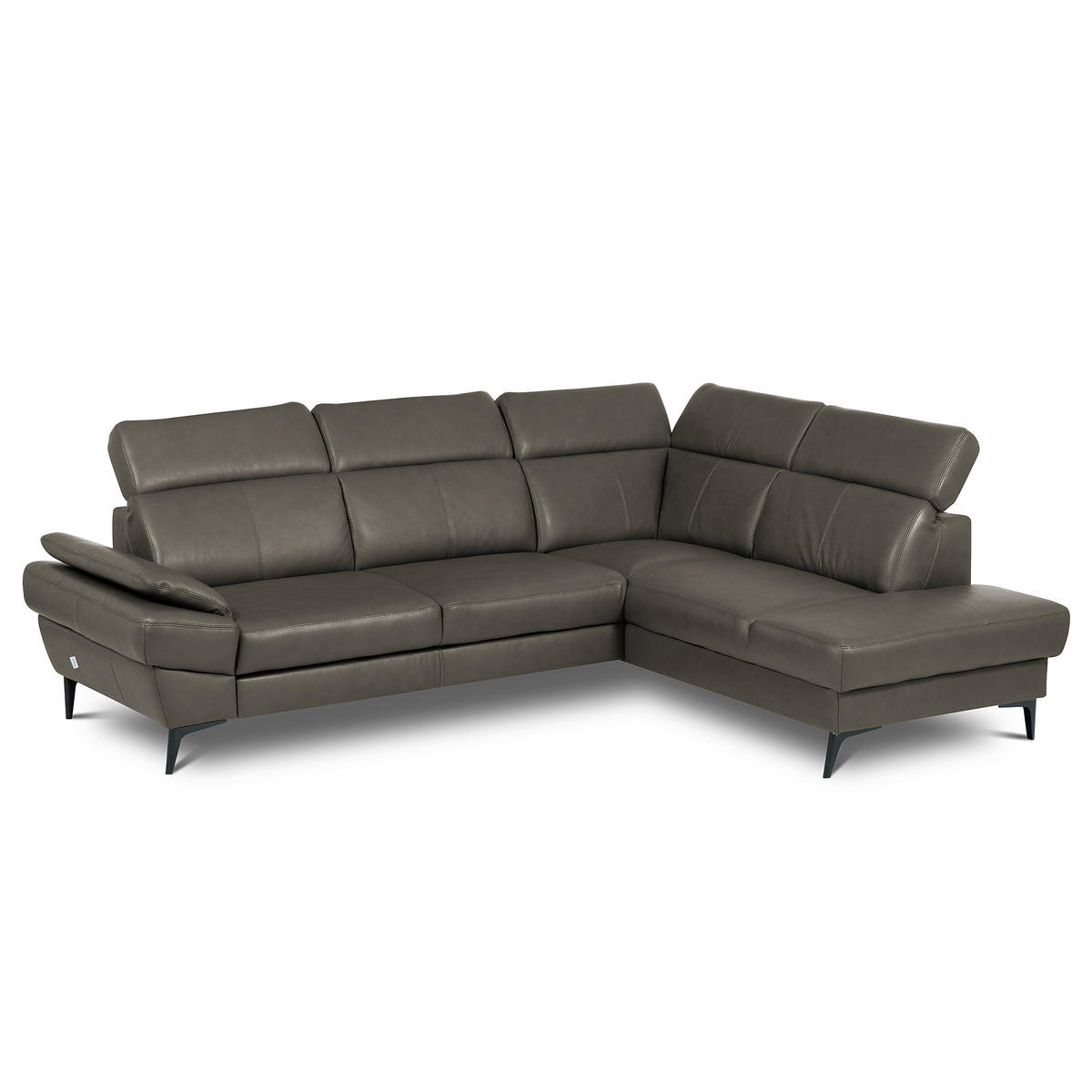 ECKSOFA  in Lederlook Echtleder Schlammfarben  - Schlammfarben/Schwarz, Design, Leder/Textil (264/211cm) - Livetastic