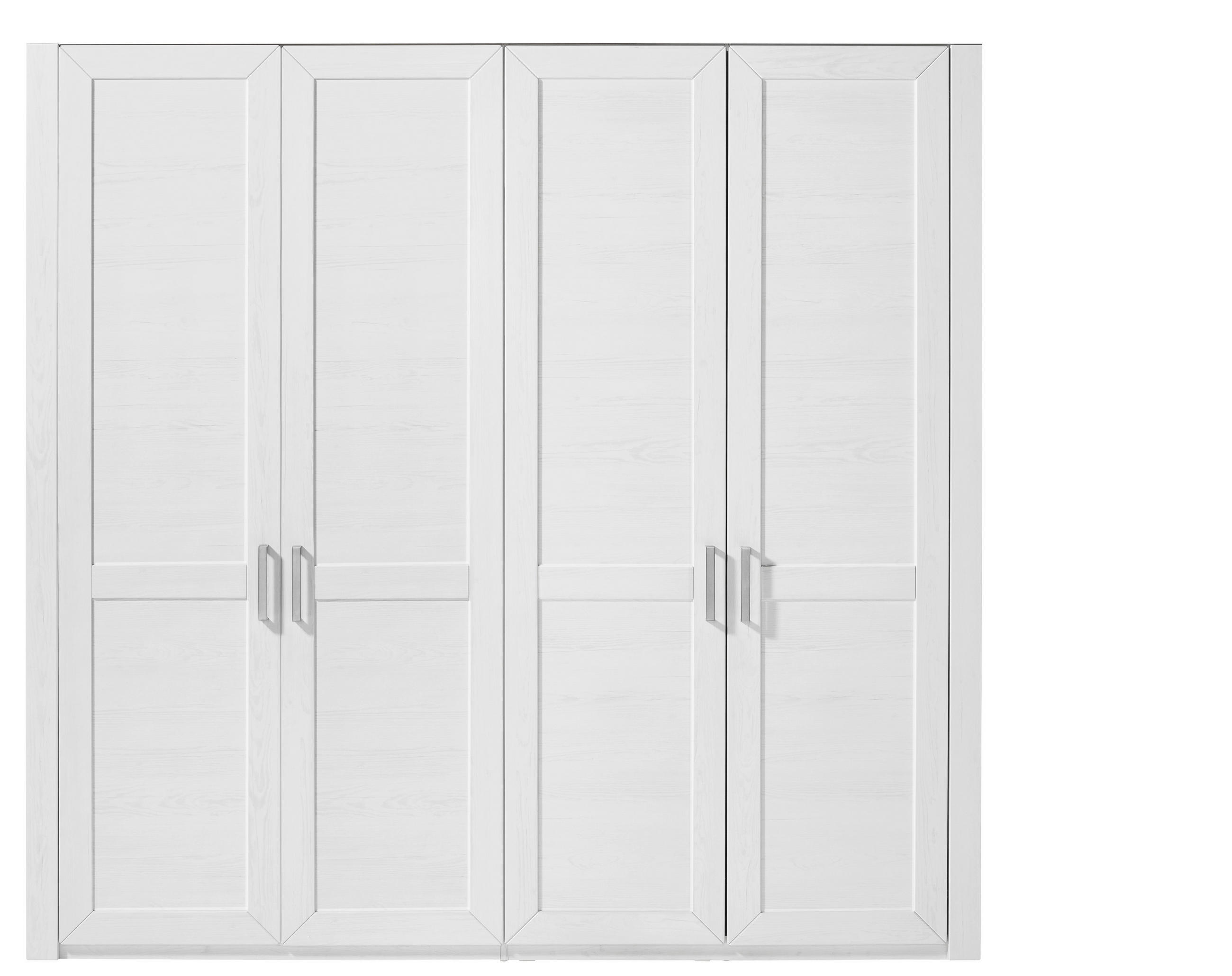 DREHTÜRENSCHRANK 215/207/60 cm,  in Weiß, 4-türig  - Silberfarben/Weiß, Design, Holzwerkstoff/Metall (215/207/60cm) - SetOne by Musterring