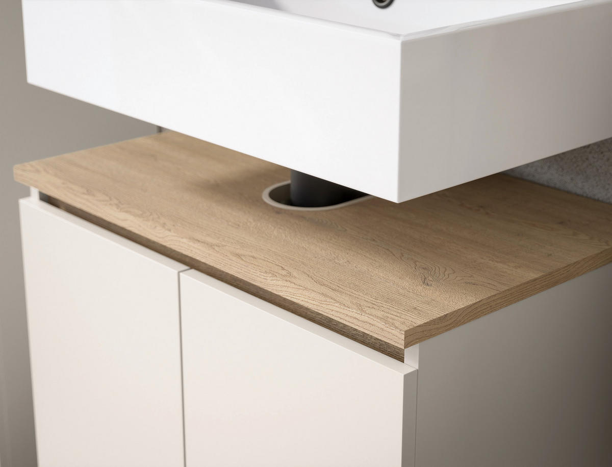 WASCHBECKENUNTERSCHRANK 60/60/38 cm  - Kaschmir/Eichefarben, Design, Holzwerkstoff/Kunststoff (60/60/38cm) - home24