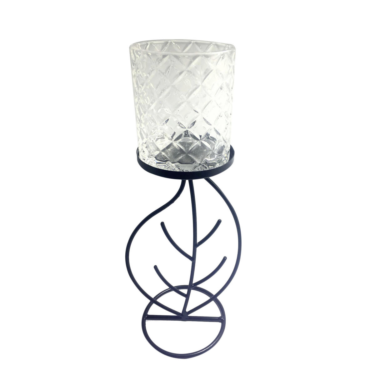 SVÍCEN NA ČAJOVOU SVÍČKU, kov, sklo - černá/čiré, Basics, kov/sklo (12/31/10cm) - Ambia Home