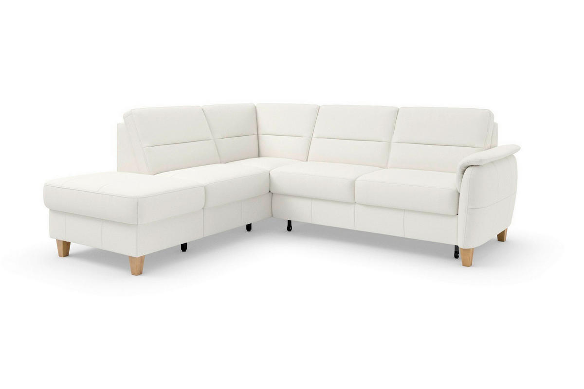 ROHOVÁ SEDAČKA, textil, kůže, bílá - bílá/barvy dubu, Basics, dřevo/textil (212/236cm) - Sit & More