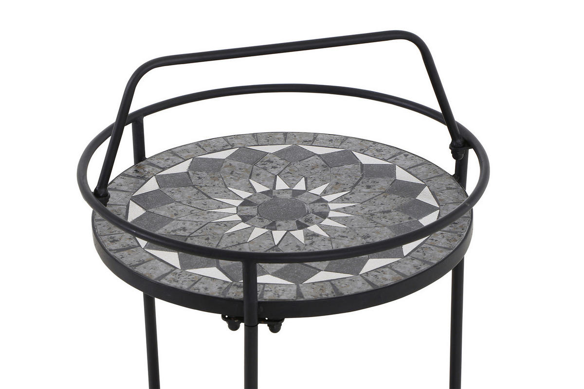 GARTENTISCH Metall, Keramik Schwarz rund  - Schwarz, KONVENTIONELL, Keramik/Metall (42/42/74cm) - Siena Garden