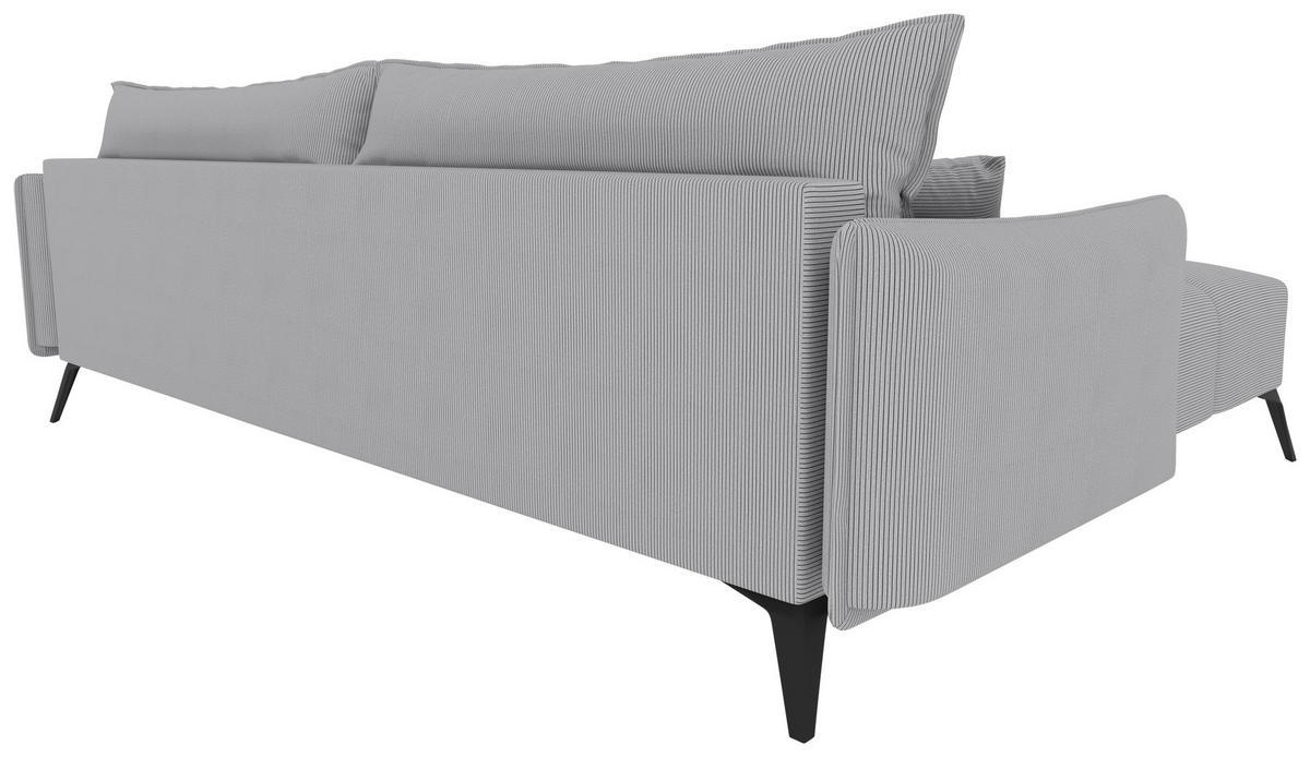 ECKSOFA in Cord Hellgrau  180/253 cm  - Hellgrau/Schwarz, KONVENTIONELL, Textil/Metall (180/253cm) - Carryhome