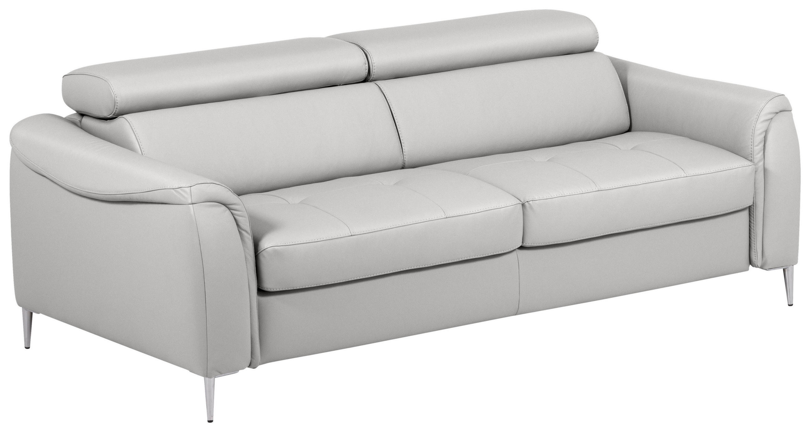 SCHLAFSOFA in Lederlook Echtleder Platinfarben  - Platinfarben, Design, Leder/Textil (203/77-98/103cm) - MID.YOU
