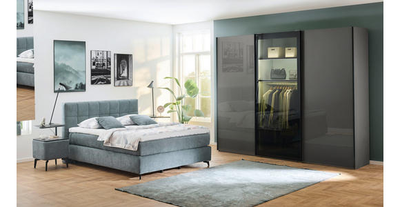 SCHWEBETÜRENSCHRANK  in Dunkelgrau, Lavagrau  - Dunkelgrau/Lavagrau, Design, Glas/Holzwerkstoff (300/236/67cm) - Novel