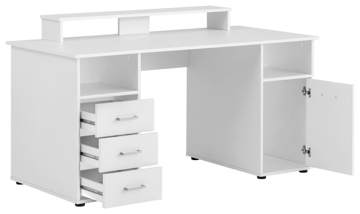 SCHREIBTISCH 150/70/70 cm  in Weiß  - Silberfarben/Schwarz, MODERN, Holzwerkstoff/Kunststoff (150/70/70cm) - MID.YOU