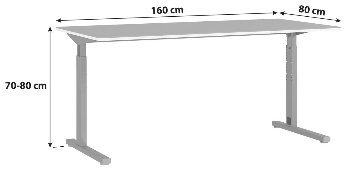 SCHREIBTISCH 160/80/70 cm  in Graphitfarben, Schwarz  - Graphitfarben/Schwarz, MODERN, Holzwerkstoff/Metall (160/80/70cm) - Novel