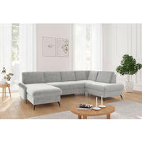 WOHNLANDSCHAFT ROCHELLE E in Flachgewebe Hellgrau  - Hellgrau/Schwarz, KONVENTIONELL, Textil/Metall (164/314/195cm) - Sit & More