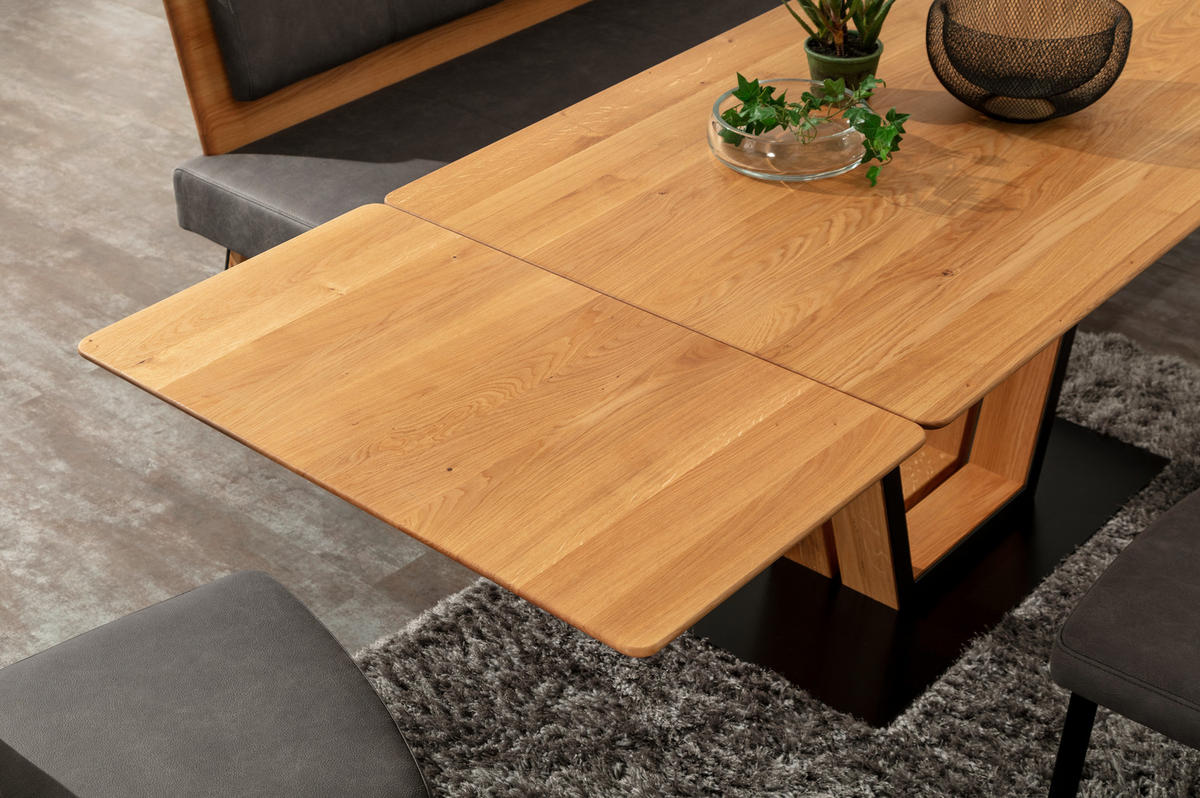 ESSTISCH Schwarz, Wildeiche rechteckig  ausziehbar, in verschiedenen Größen erhältlich, in verschiedenen Holzarten erhältlich, Variantenauswahl  - Wildeiche/Schwarz, Design, Holz/Metall (140(190)/90/76cm) - Venda