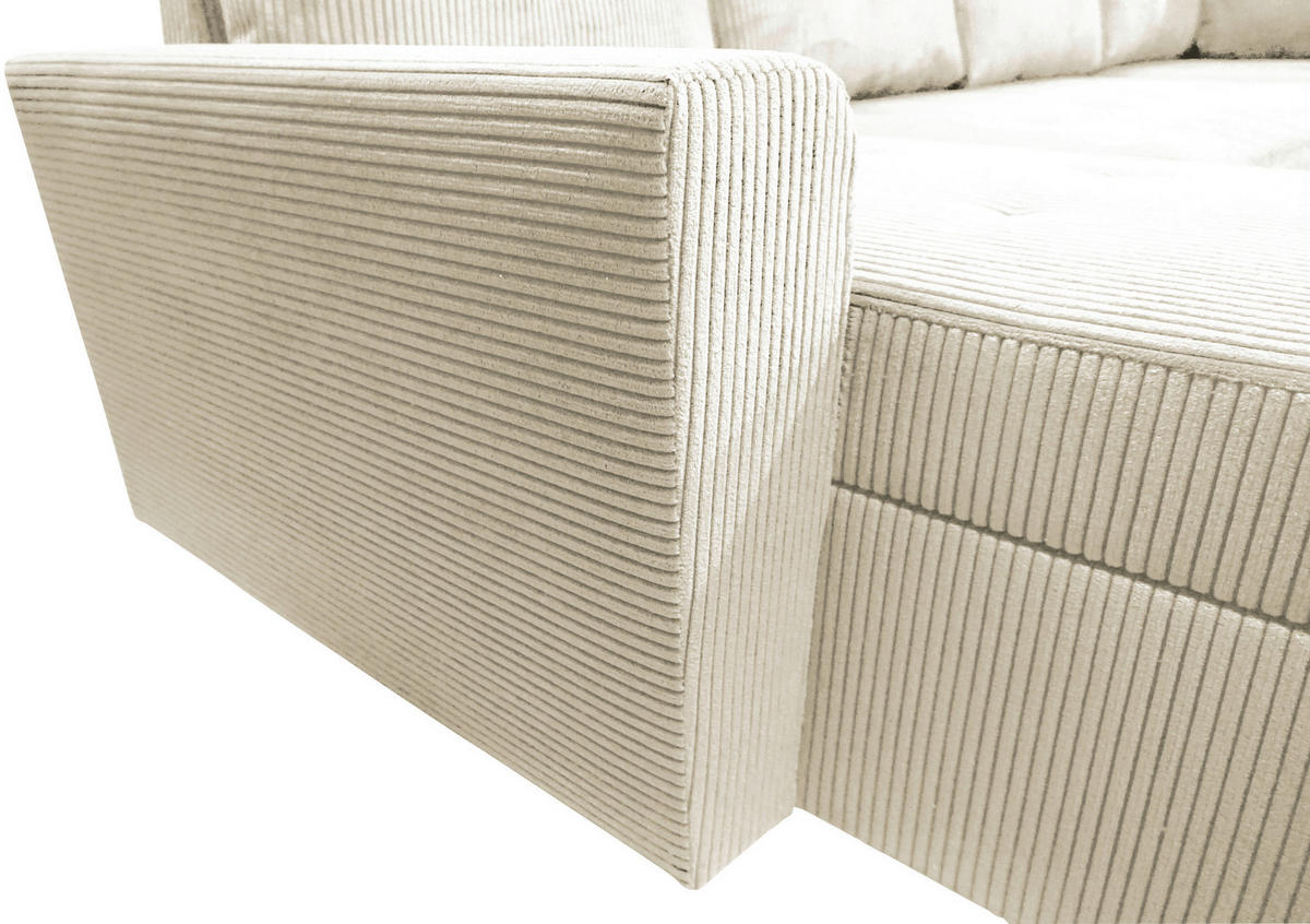WOHNLANDSCHAFT in Cord Beige  - Beige/Schwarz, Design, Kunststoff/Textil (155/297/212cm) - MID.YOU