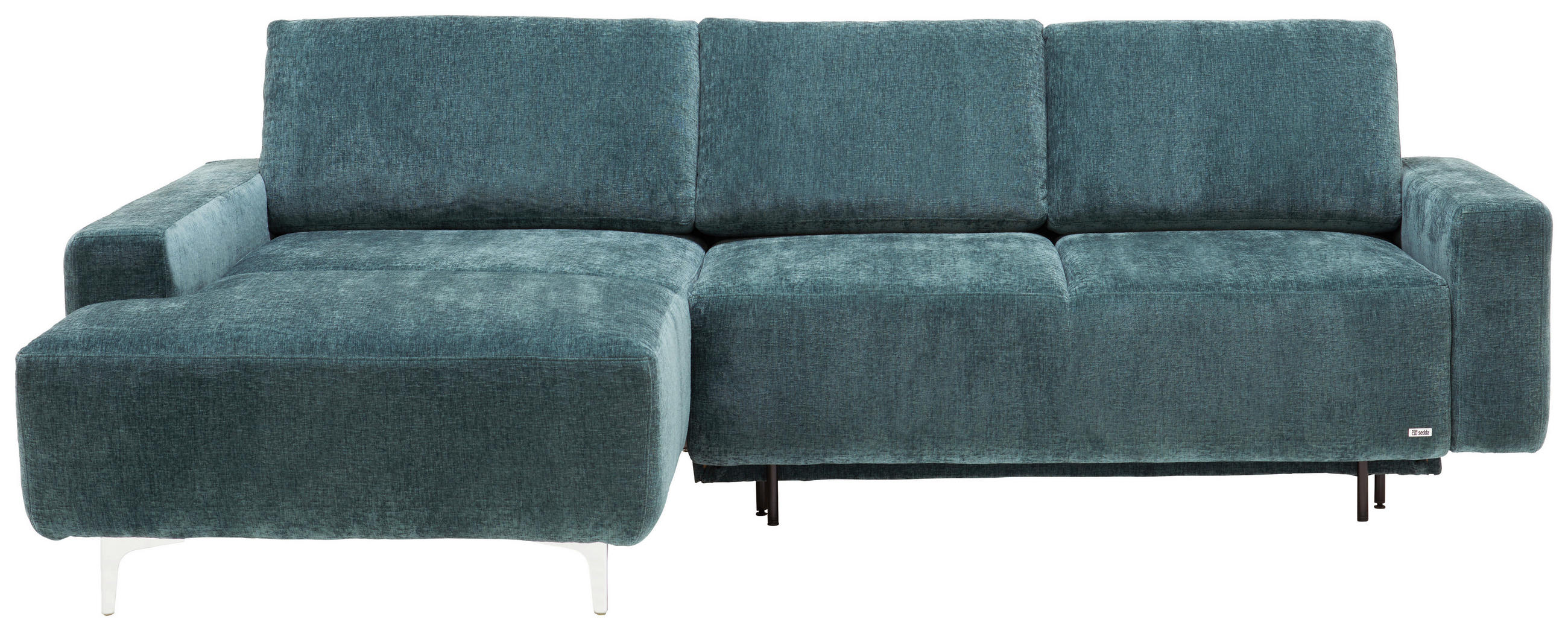 ECKSOFA Dunkelblau Flachgewebe  - Alufarben/Dunkelblau, Design, Textil/Metall (160/248cm) - Sedda