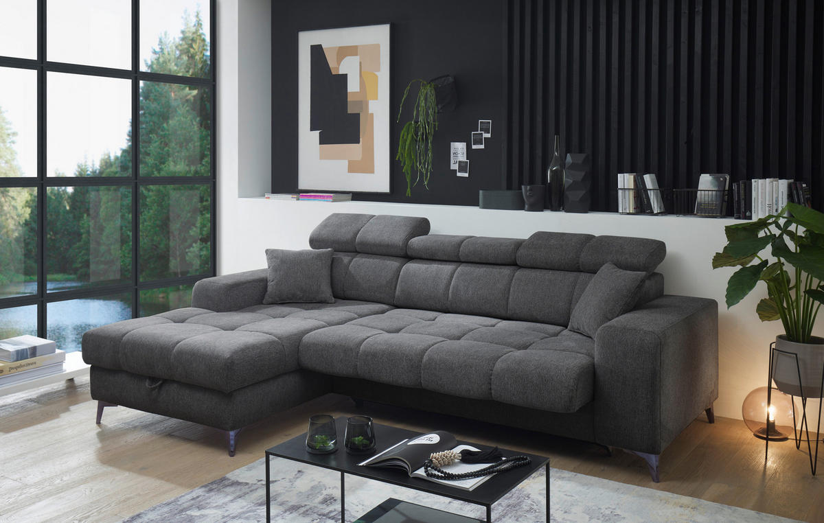 KUTNA GARNITURA tekstil  antracit   - crna/antracit, Konvencionalno, tekstil/plastika (172/268cm) - MID.YOU