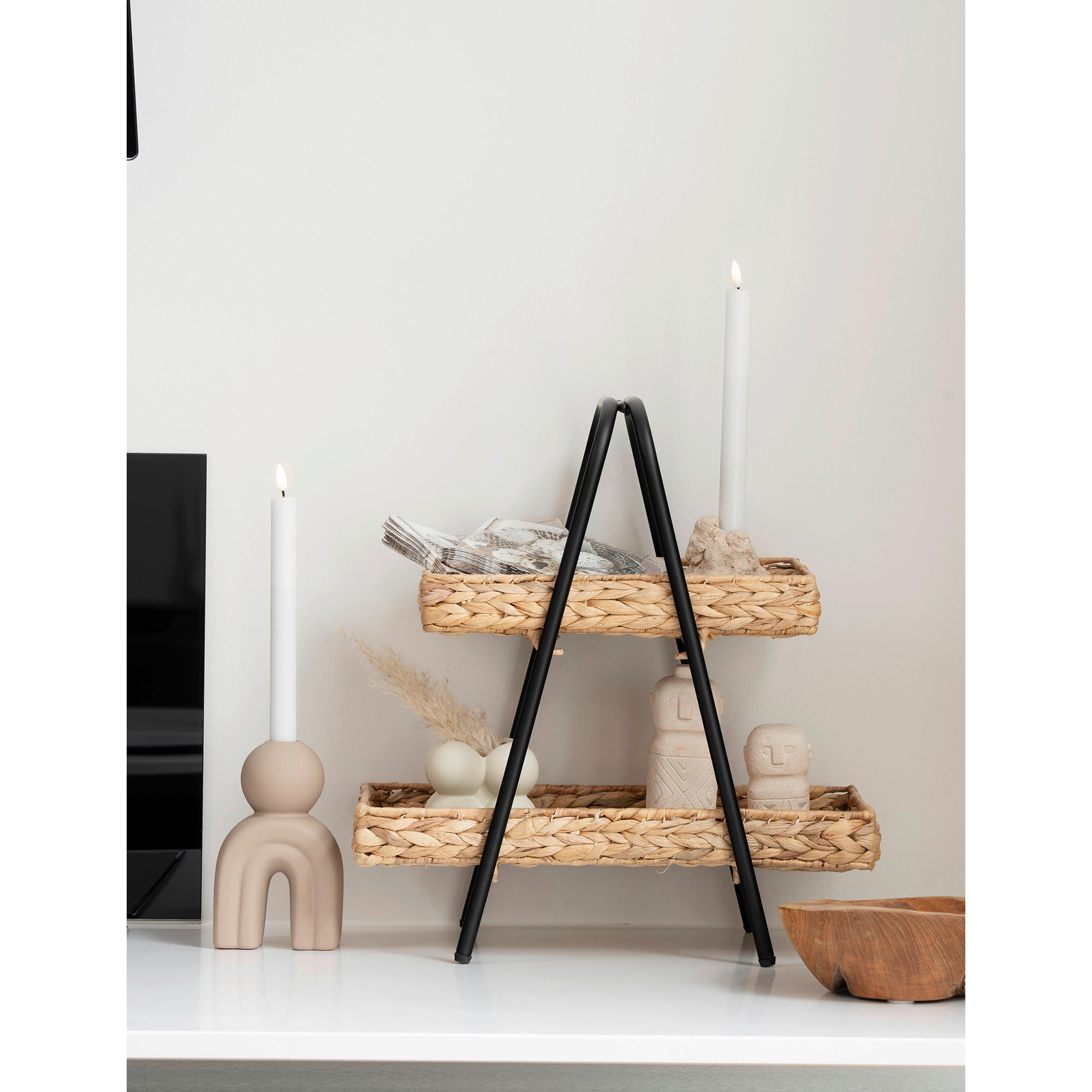 TABLETT Holz Wasserhyazinthe  - Schwarz/Braun, Design, Holz (42/43.5/23cm)
