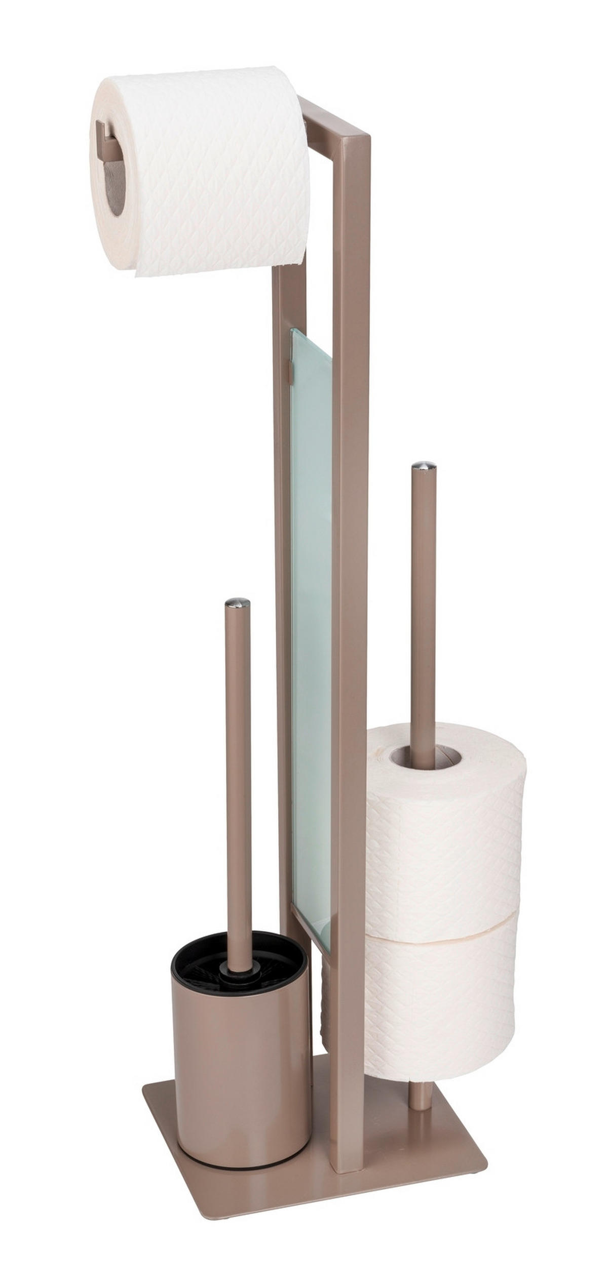WC-BÜRSTENKOMBINATION - Taupe/Weiß, KONVENTIONELL, Glas/Kunststoff (18/70/23cm) - Wenko