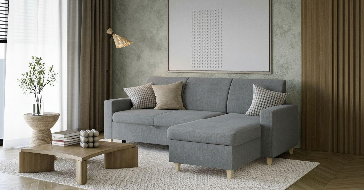 ECKSOFA NIKAS in Flachgewebe Grau  227/156 cm  - Buchefarben/Grau, Design, Holz/Textil (227/156cm) - MID.YOU