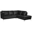 ECKSOFA Schwarz Echtleder  - Chromfarben/Schwarz, Design, Leder/Metall (252/224cm) - Novel