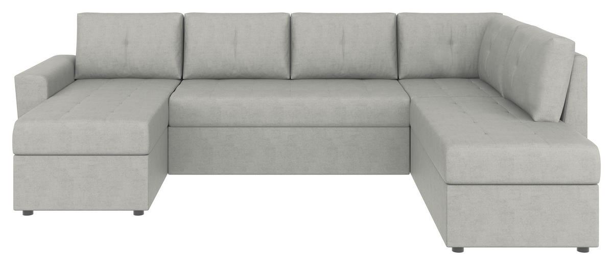 WOHNLANDSCHAFT TERMOLI Hellgrau Jacquard  - Hellgrau/Schwarz, Design, Kunststoff/Textil (155/297/212cm) - MID.YOU