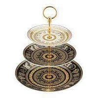 ETAŽER  vitrus gala  28/28/30 cm           - zlate barve/črna, Basics, kovina/keramika (28/28/30cm) - Versace