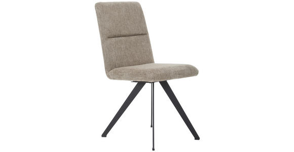 STUHL  Stoffauswahl, Sitzfläche 180° drehbar, Typenauswahl, automatische Rückholfunktion Webstoff  - Taupe/Schwarz, Design, Textil/Metall (46/91/61cm) - Novel