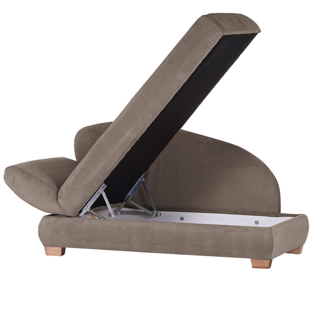 RÉCAMIERE in Mikrofaser Taupe  - Taupe/Eichefarben, Lifestyle, Holz/Textil (88/85/176cm) - Xora