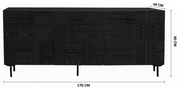 SIDEBOARD  170/80/40 cm 3 Schublade(n)  - Schwarz, LIFESTYLE, Holz/Metall (170/80/40cm) - Landscape